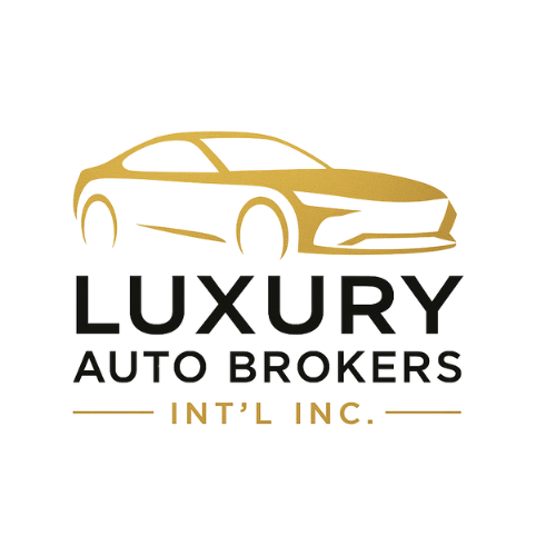 Gold stylized car logo for Luxury Auto Brokers International